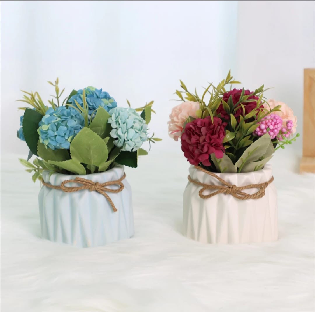 Artificial Hydrangea Plant in Ceramic Pot
