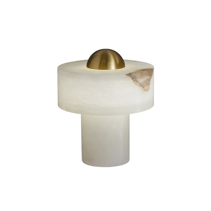 Modern Spanish Alabaster White and Brass Table Lamp