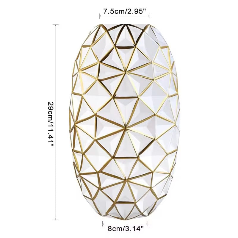 Geometric White Glass Vase Set of 2