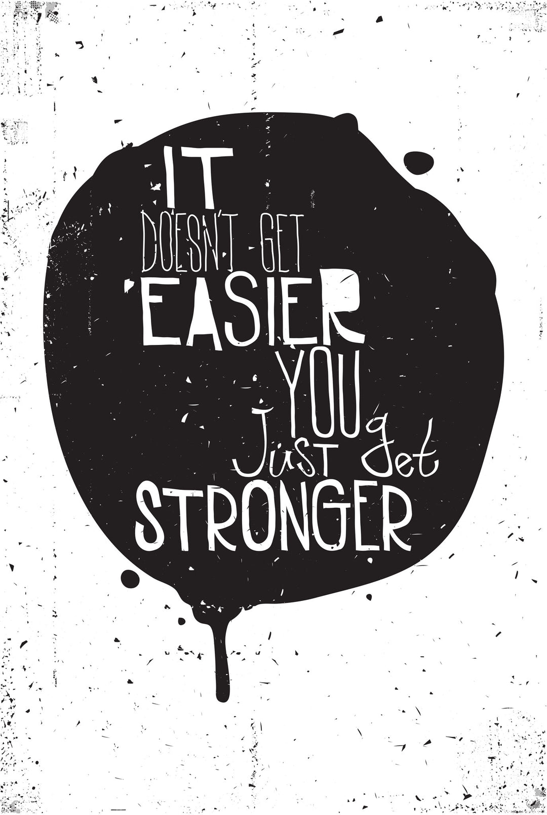Wadi Home inspirational quote wall art print with black ink-blot design on white background in a modern living room.