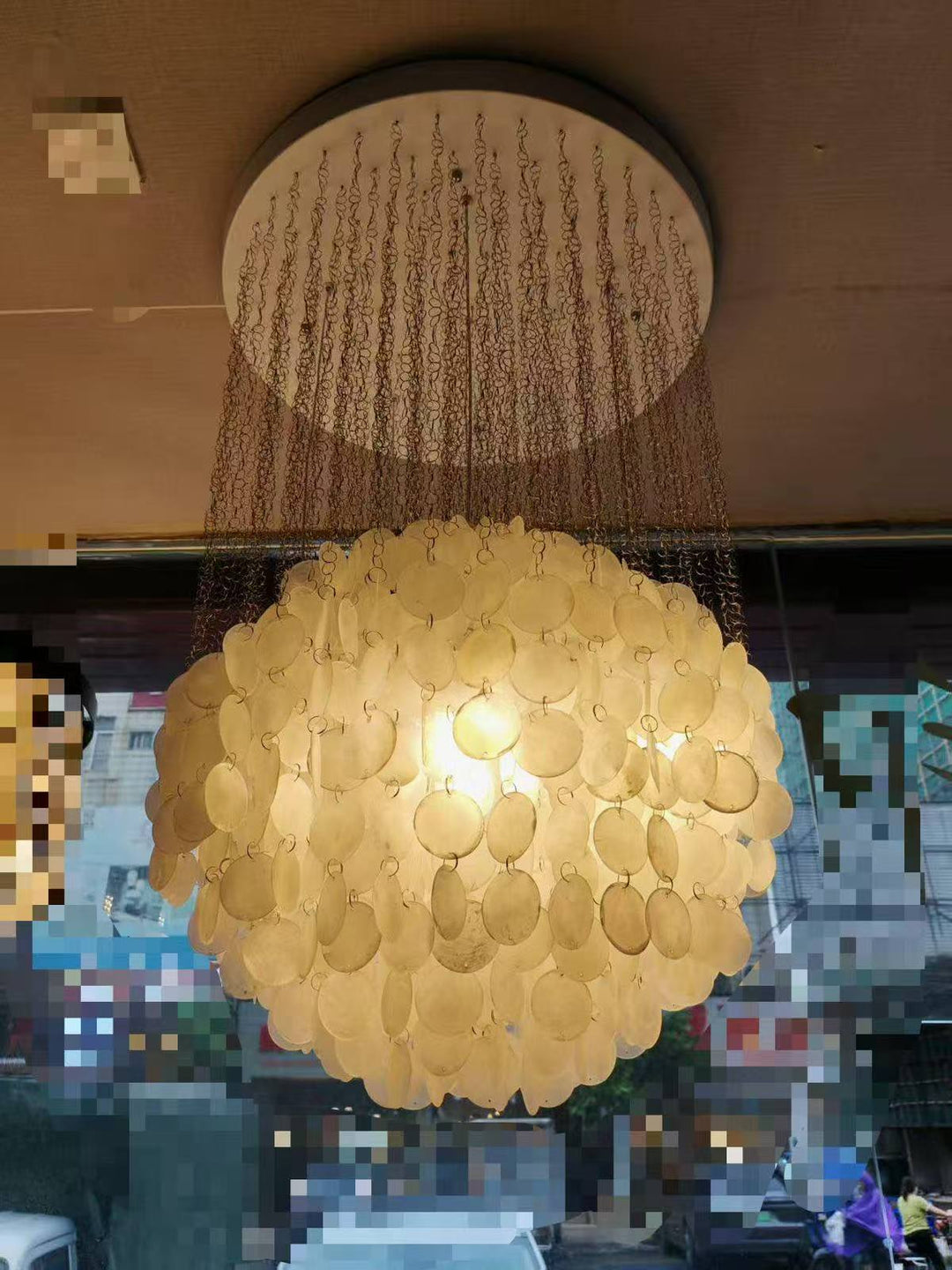 Modern White Shell Hanging Chandelier