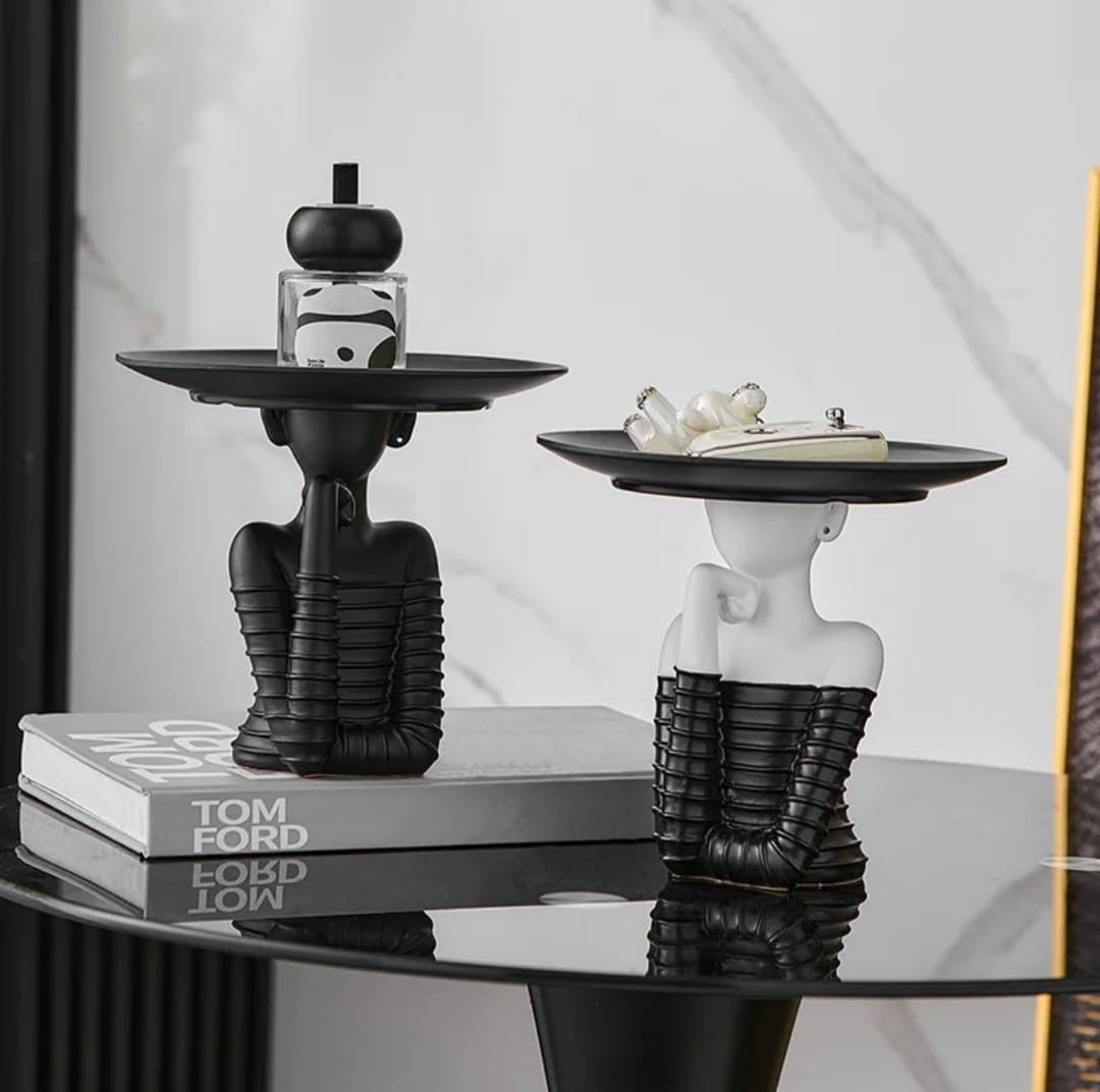 Modern Woman Sculpture Tray Holder