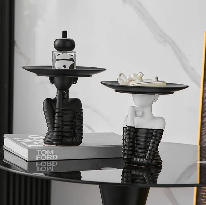 Modern Woman Sculpture Tray Holder
