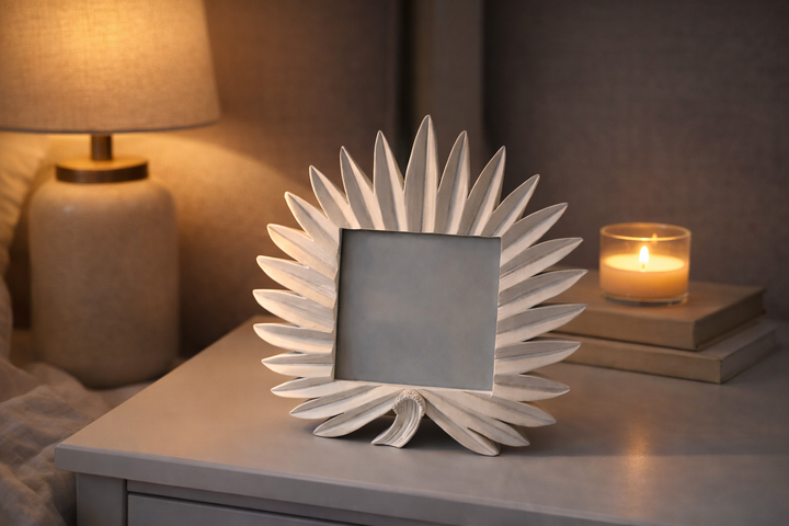 White Leaf Design Decorative Photo Frame