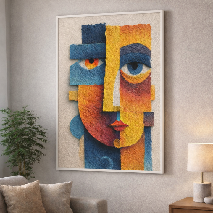 Abstract Cubist Face Canvas Wall Art