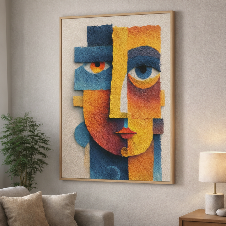Abstract Cubist Face Canvas Wall Art