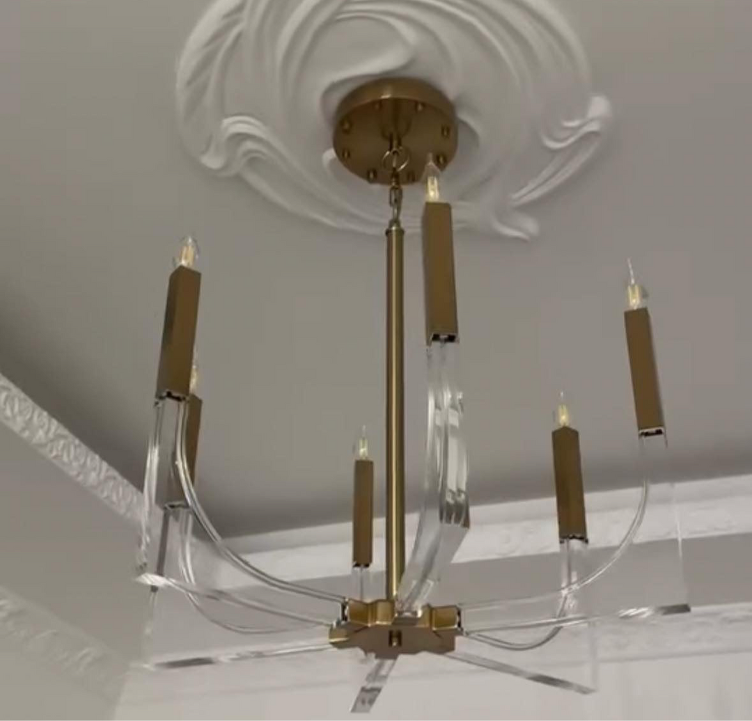 Modern Gold & Glass Chandelier
