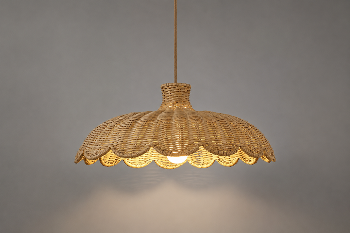 Woven Bamboo Petal Rattan Pendant