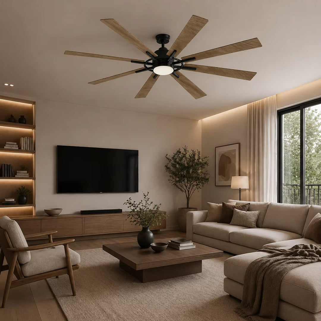 Modern Wooden Ceiling Fan with Light