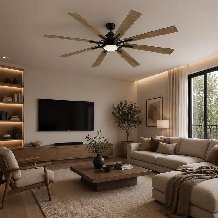 Modern Wooden Ceiling Fan with Light