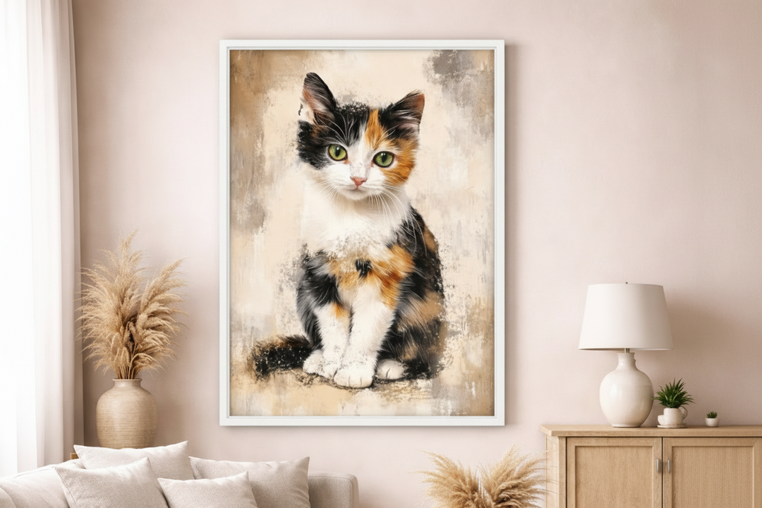 Calico Kitten Portrait Canvas