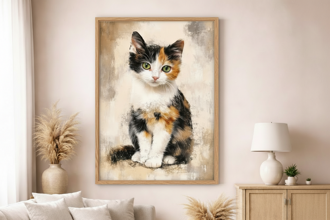 Calico Kitten Portrait Canvas