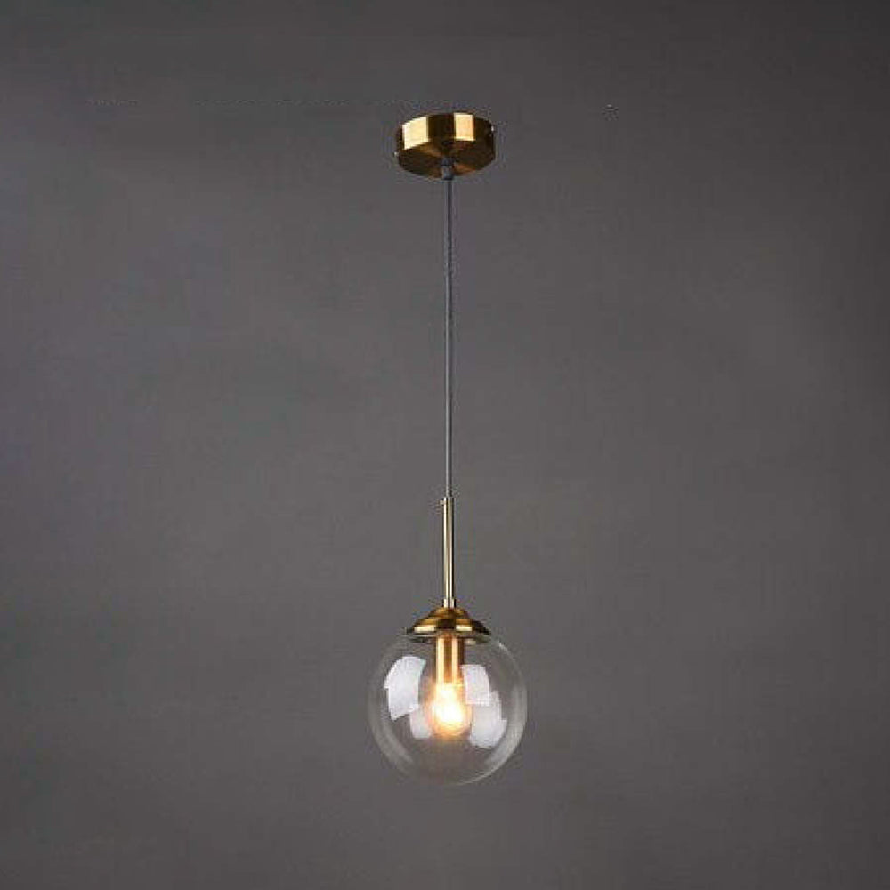 Modern 5-Light Globe Pendant Light with Smoked Glass and Brass Finish