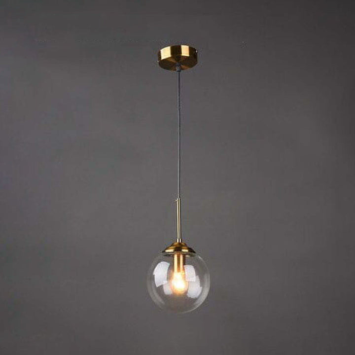 Modern 5-Light Globe Pendant Light with Smoked Glass and Brass Finish