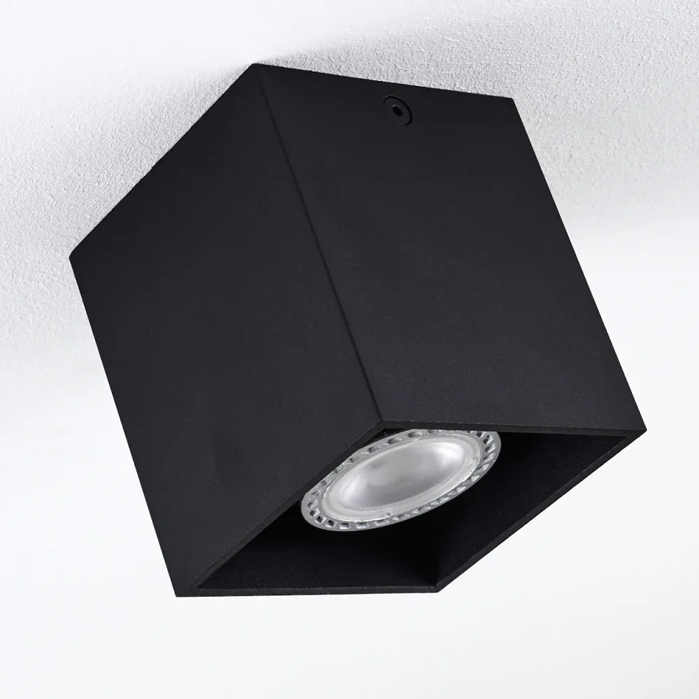 Modern Single Black Rectangular Ceiling Spotlight