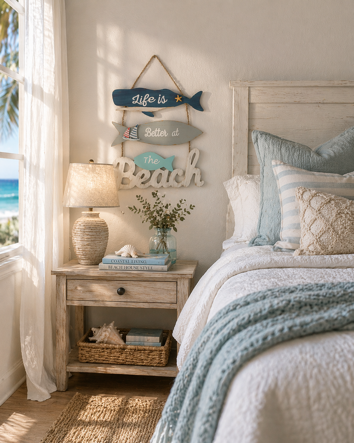 Shoreline Bliss - Beach Quote (Life is better) Wooden Hanging Sign