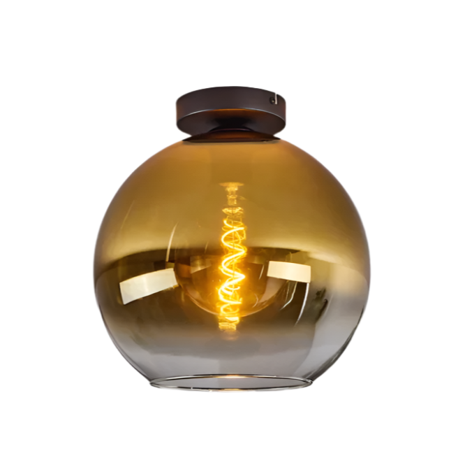 Modern Amber Glass Globe Ceiling Light