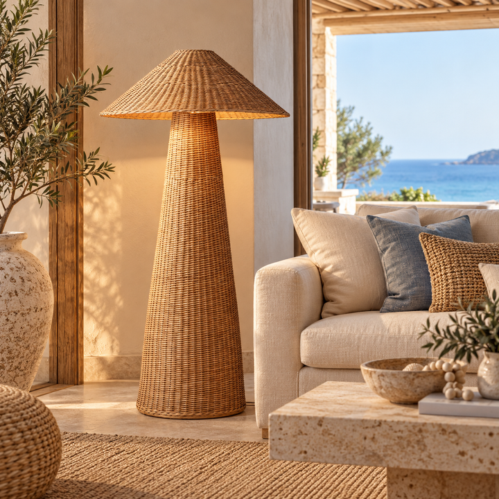 Natural Woven Rattan Floor Lamp