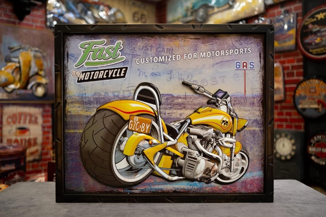 Fast Motorcycle Retro Wall Art