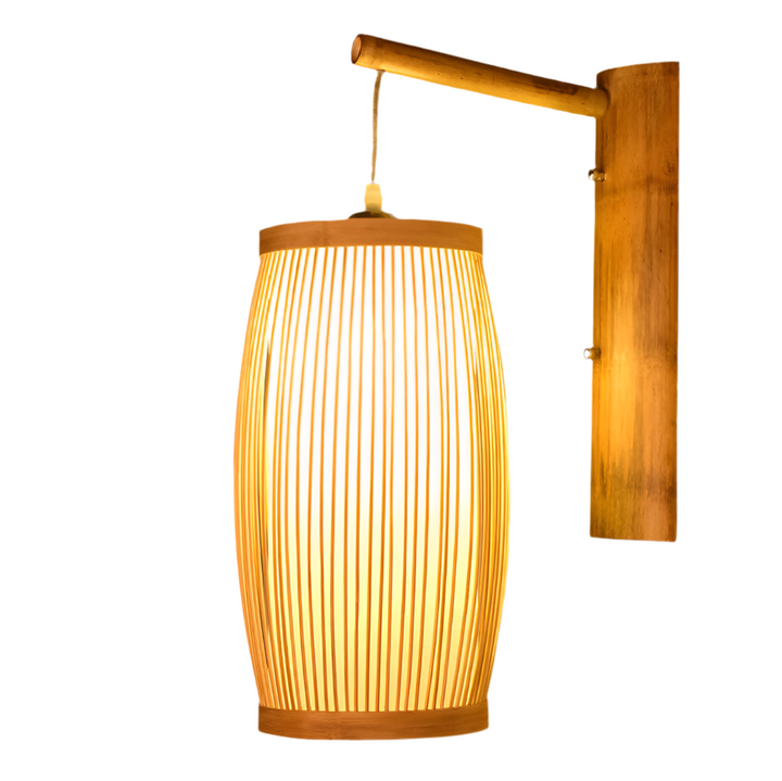 Wall Mounted Light with Bamboo Stripes Shade