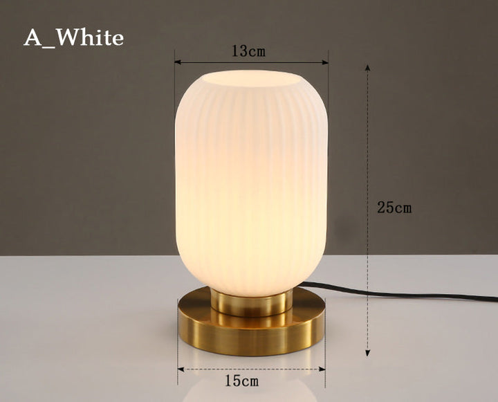 Modern Glass Table Lamp with Brass Base