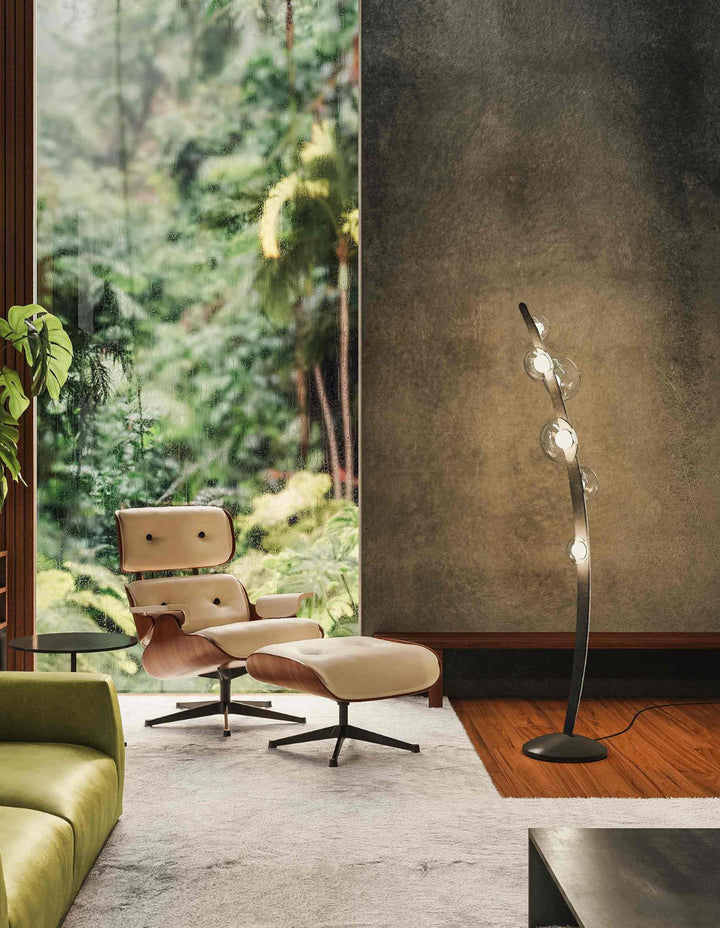 Modern Sculptural Floor Lamp with Glass Globe Shades