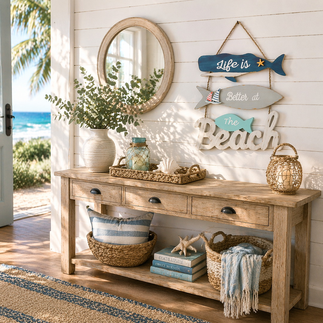 Shoreline Bliss - Beach Quote (Life is better) Wooden Hanging Sign