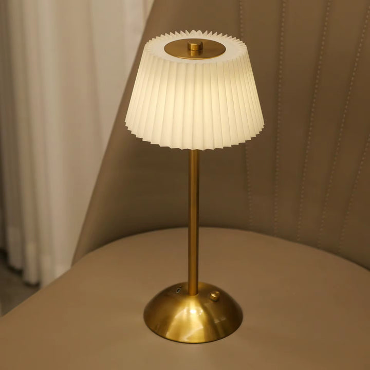 Pleated rechargeable Shade Table Lamp