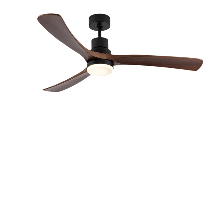 Vintage Ceiling Fan with Solid Wood Blades and LED Light