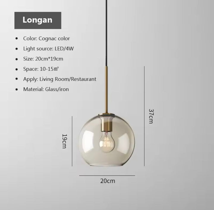 Amber Glass Globe Pendant Light Trio