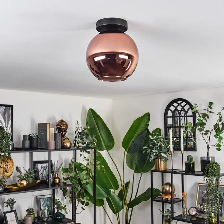 Modern Copper Glass Globe Ceiling Light