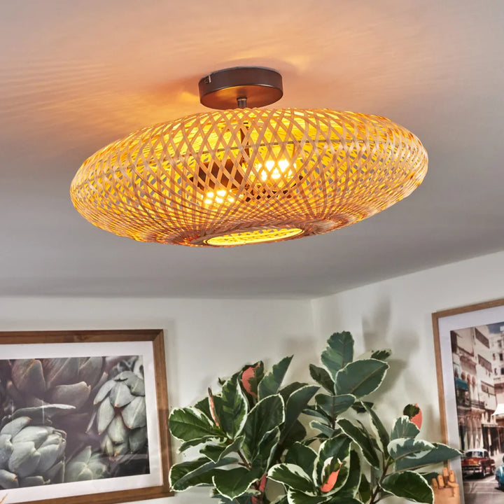 Rustic Bamboo Woven Ceiling Light