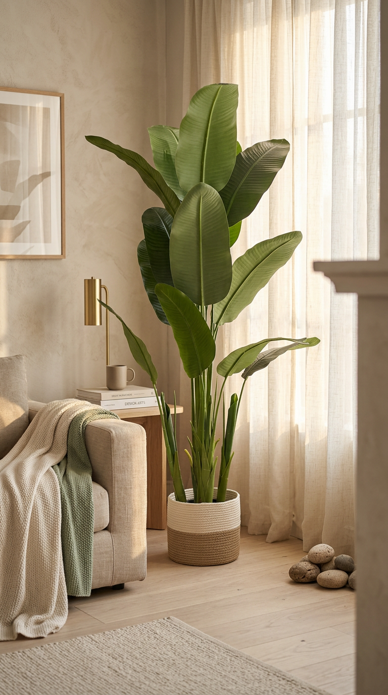 large banana plant indoor Artificial Banana Leaf Plant – Decorative Tropical Look – 190 cm – Wadi Home