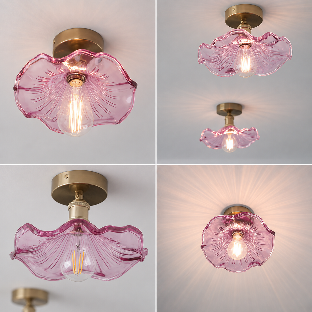 Artisan Ripple Glass Pendant Light with Brass Finish