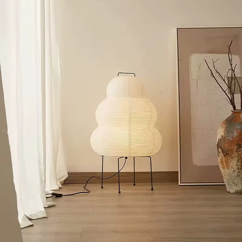 Sculptural White Paper Lantern Floor Lamp