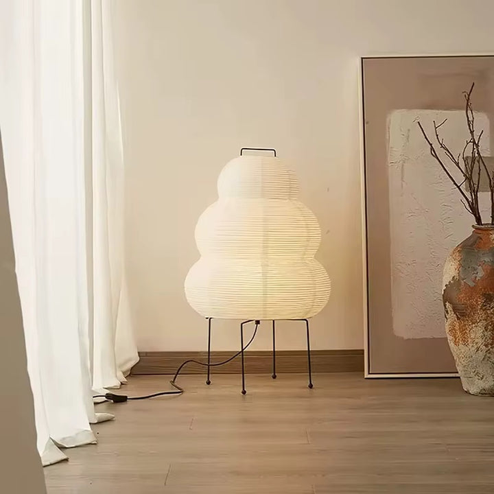 Sculptural White Paper Lantern Floor Lamp