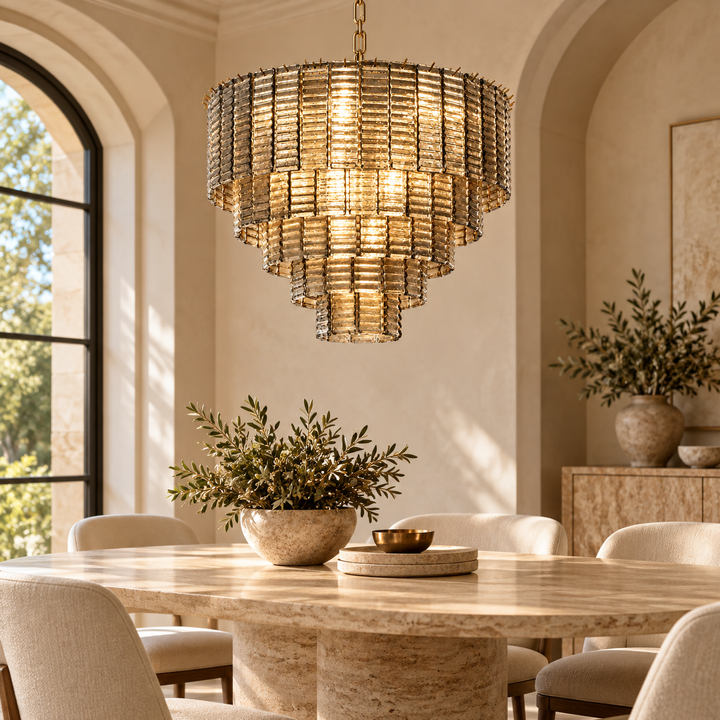 Silver Textured Crystal Chandelier