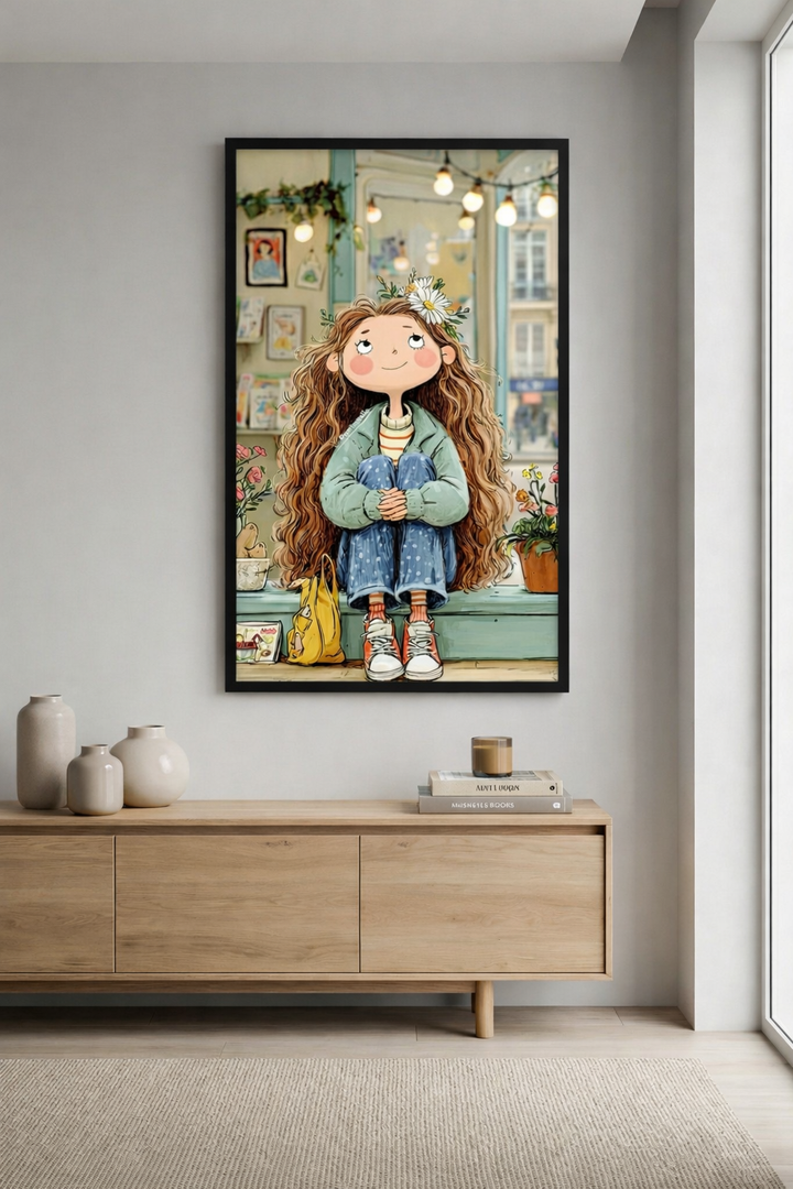 Dreamy Girl Sitting Canvas Art