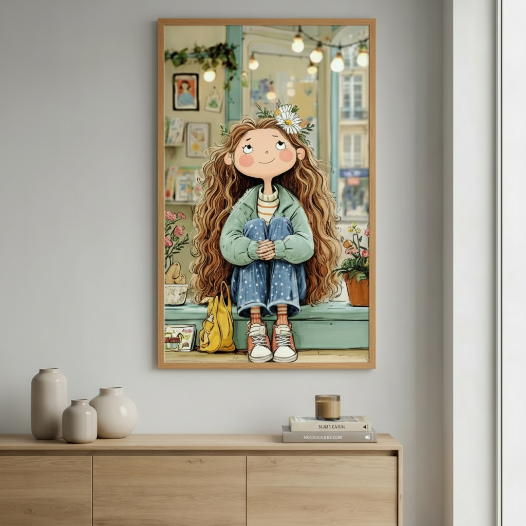 Dreamy Girl Sitting Canvas Art