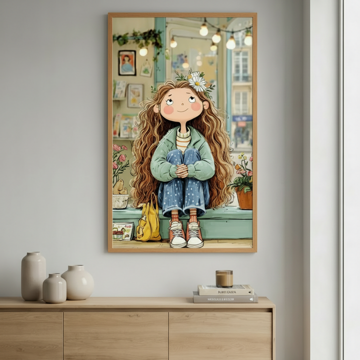 Dreamy Girl Sitting Canvas Art