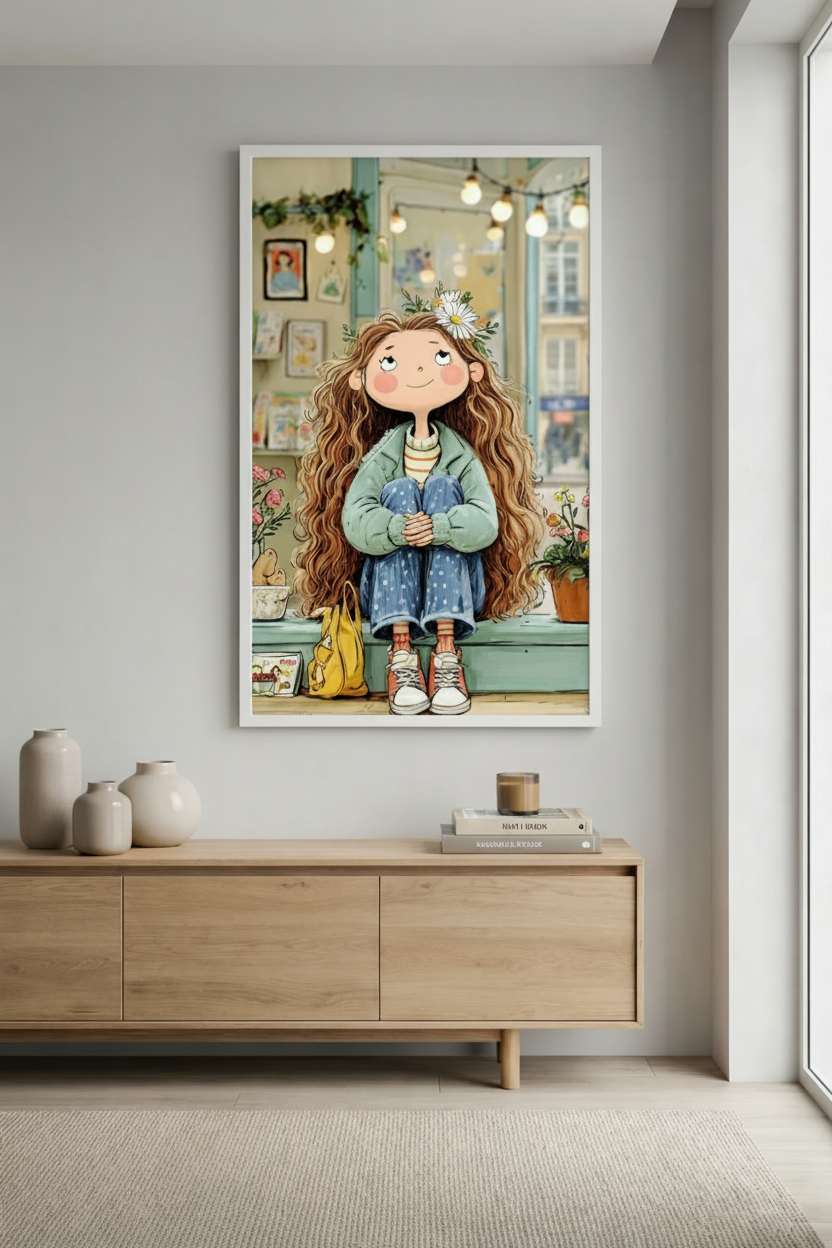 Dreamy Girl Sitting Canvas Art