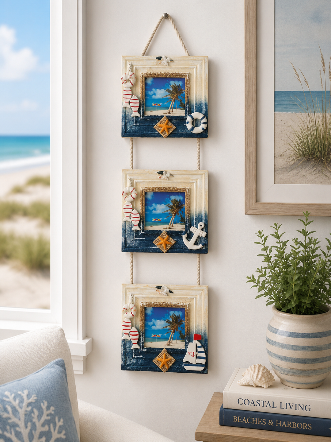 Triple Hanging Nautical Photo Frame