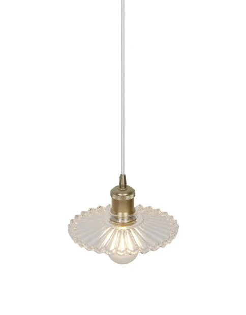 Elegant Vintage Glass Pendant Light with Brass Details