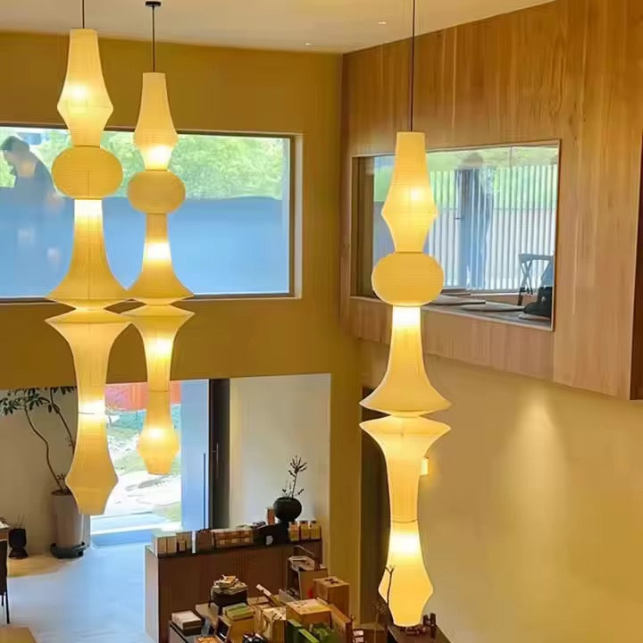 Sculptural Warm White Paper Pendant Light