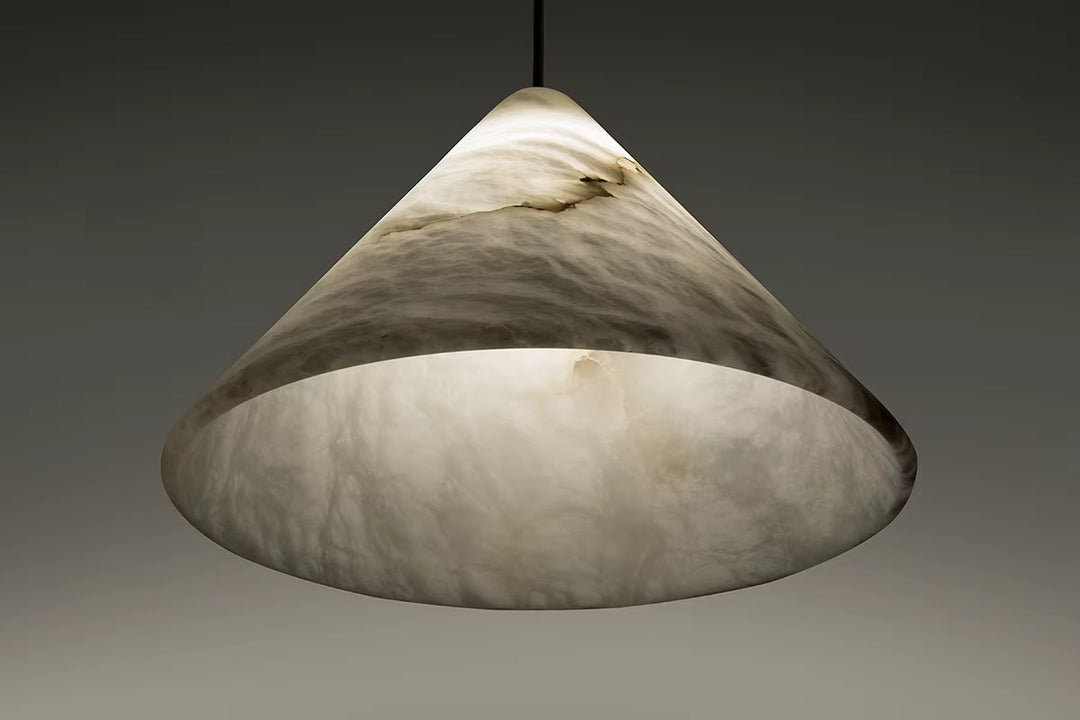 Modern Ivory Stone Cone Pendant Light