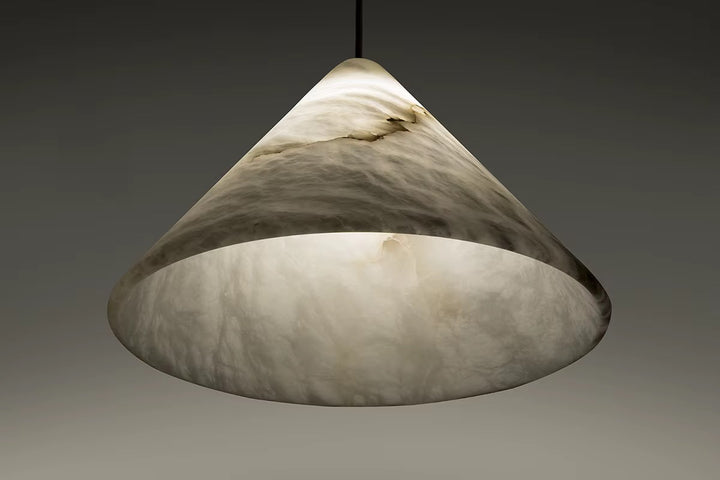 Modern Ivory Stone Cone Pendant Light