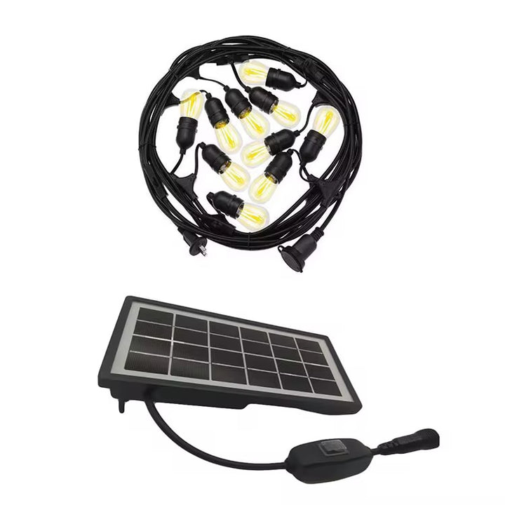 Vintage Outdoor String Lights with Solar panel (Bulbs included)
