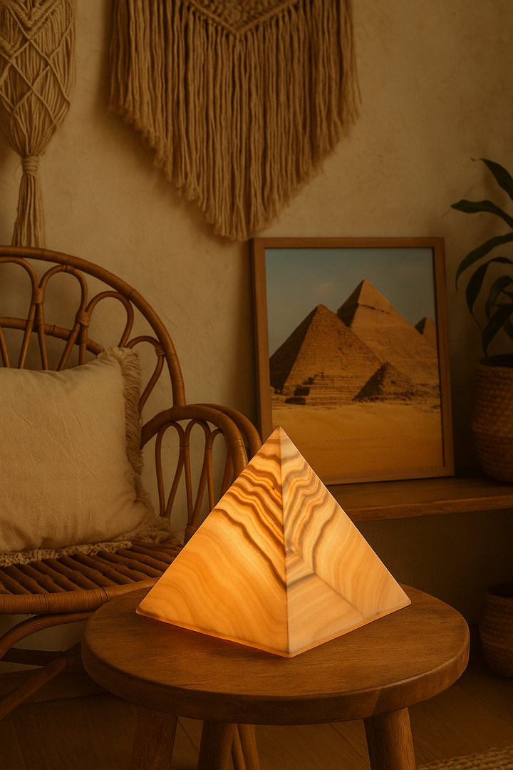 Alabaster Pyramid Table Lamp