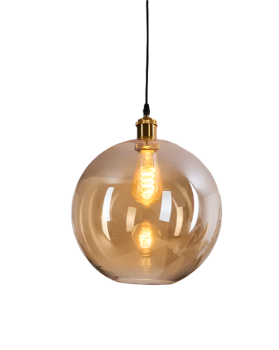 Modern Amber Glass Globe Pendant Light