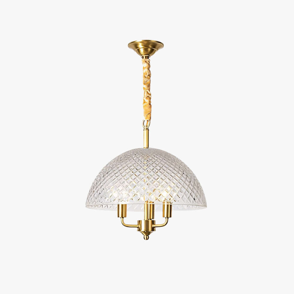 Textured Glass and Brass Pendant Light